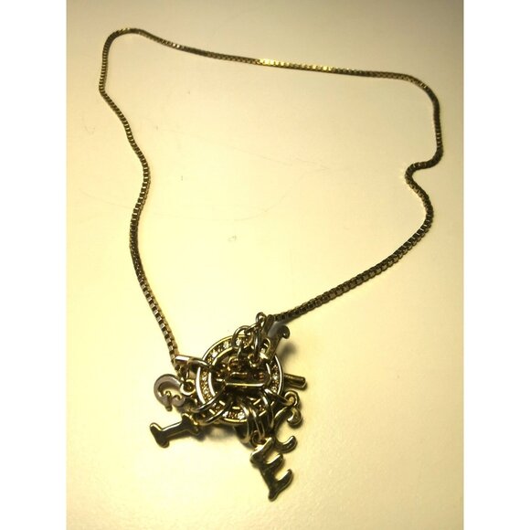 GIVENCHY Pave Crystal Toggle Choker Necklace | Gold Tone Letter Charms Vintage - Picture 6 of 7